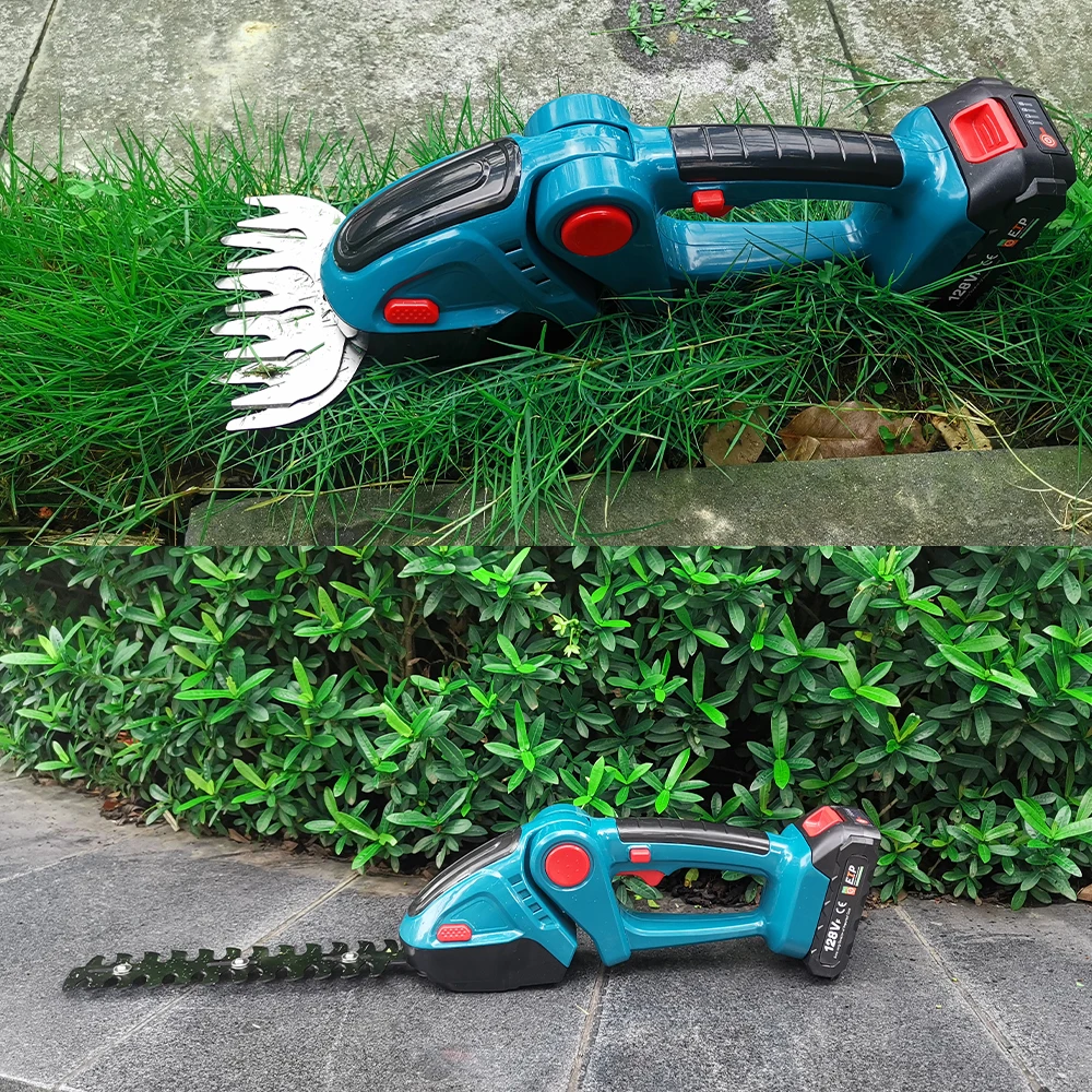 2 IN 1 20000RPM Cordless Electric Hedge Trimmer 21V Handheld Rechargeable Household Shrub Weeding Pruning Lawn Mower Garden Tool
