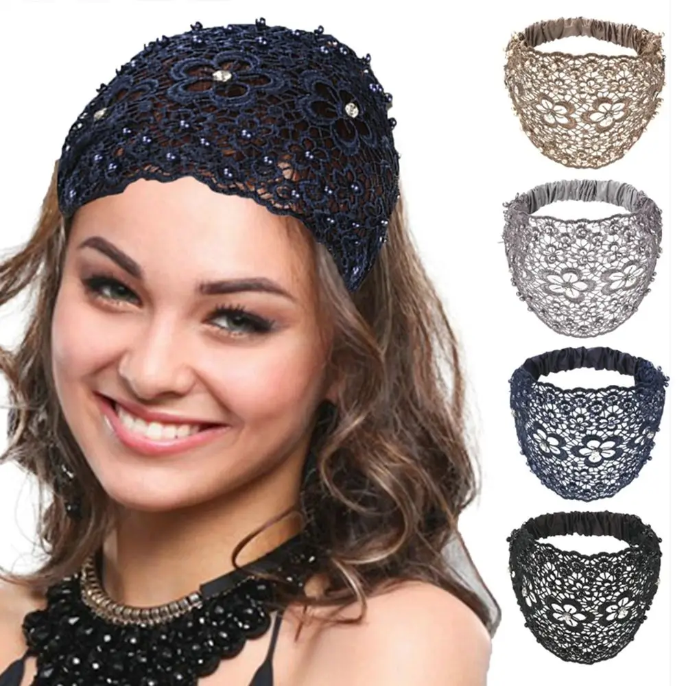 

Headwear Pearl Flower For Girls Makeup Diamond Wash Face Lace Hair Hoop Women Hairband Korean Style Headband Hair Accessories