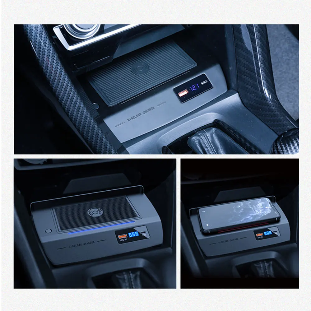 15W Car Wireless Charging Pad for Honda Civic 10th Gen FC FK