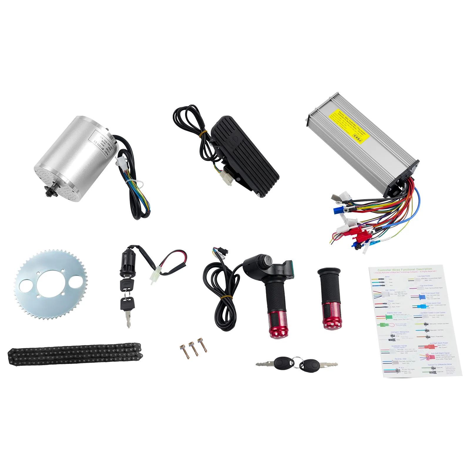 1800 W bürstenloser Motor 48 V elektrischer bürstenloser Gleichstrommotor Komplettset LED-Anzeige 4500 U/min Hochgeschwindigkeitsmotor für Elektroroller Bik
