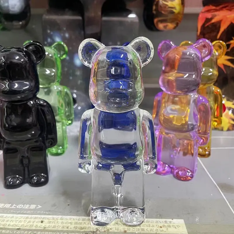 

New BE@RBRICK Baccar Crystal Bear Bearbrick 200% 14.3cm Transparent Color Black Building Block Bear Trend Decoration Gift