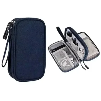 1pc Pink/Grey/Black/Navy Travel Portable Digital Product Storage Bag USB Data Cable Organizer Headset Charging Treasure Box Bag 1
