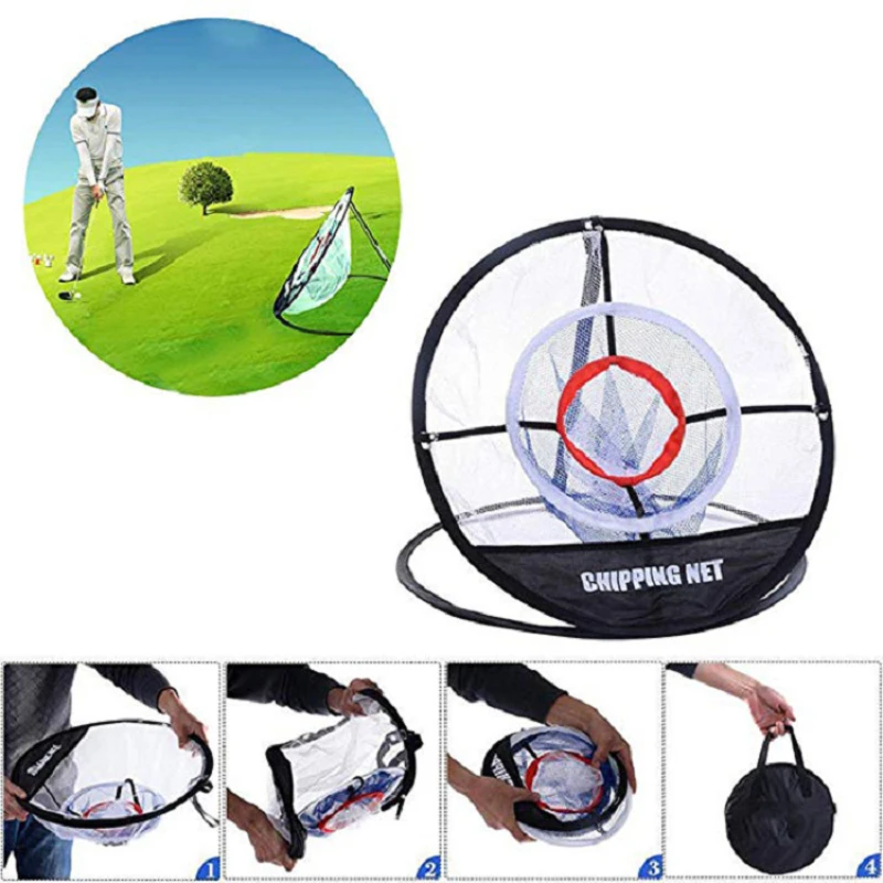 

Golf Pop UP Indoor Outdoor Chipping Pitching Cages Mats Practice Easy Net Golf Training Aids Metal + Net