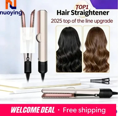 Sèche-cheveux et lisseur 2 en 1 avec fer à lisser professionnel à ions négatifs, outil de coiffage longue durée pour toutes les textures de cheveux 1 Sèche-cheveux et lisseur 2 en 1 avec fer à lisser professionnel à ions négatifs, outil de coiffage longue durée pour toutes les textures de cheveux 1