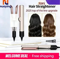 Sèche-cheveux et lisseur 2 en 1 avec fer à lisser professionnel à ions négatifs, outil de coiffage longue durée pour toutes les textures de cheveux 1