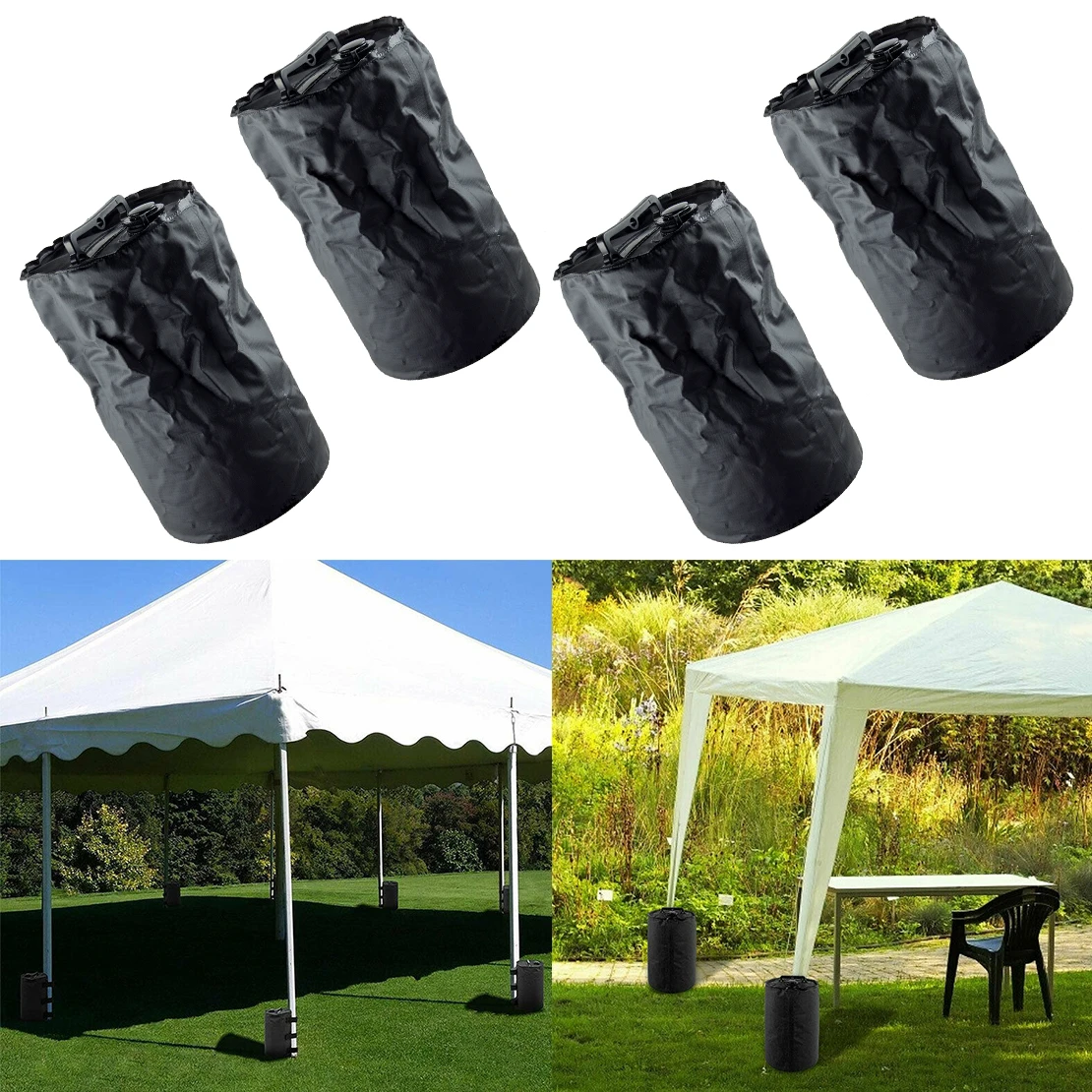 Bolsa de arena para agua, carpa gran capacidad, pata de pie negra para jardín al aire libre, Gazebo, dosel, trípode, marquesina, toldo acampar, 4 piezas|Accesorios de toldo| - AliExpress