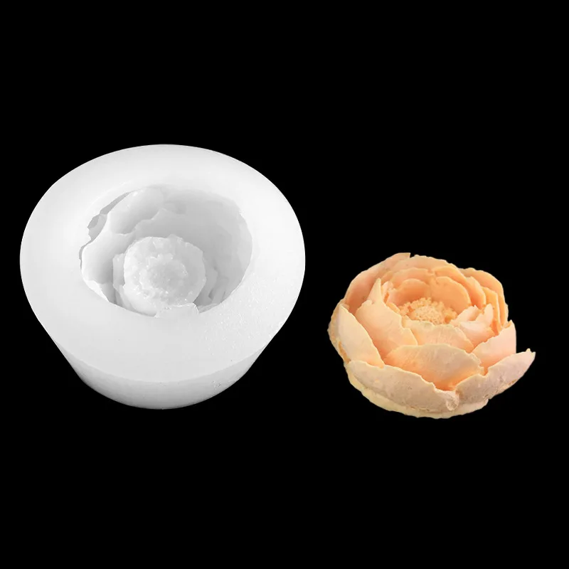 3D Rose Bloom Shape Cake Fondant Silicone Mold Flower Candle Mold Cupcake Jelly Candy Chocolate Decoration Baking Tool Mould