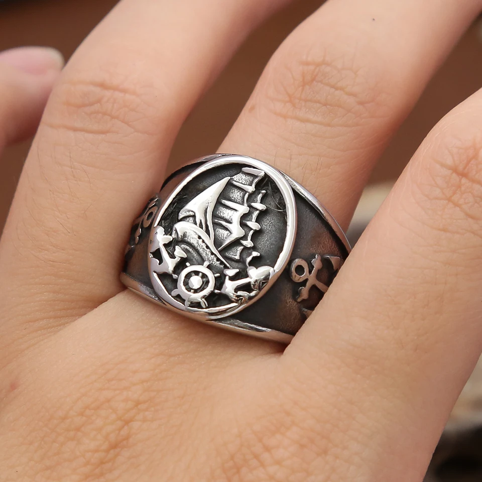 HSQYJ Anillo De Brújula Rúnica Vikinga Vintage Pirata Brújula Nórdica, Símbolo De Texto Escandinavo, Anillo De Boda Para Hombres Y Mujeres