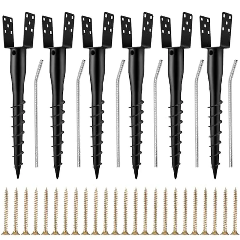 Ground Anchor Set 6 Pack No Dig U Model Post Spikes with Screws 4x4 Posts