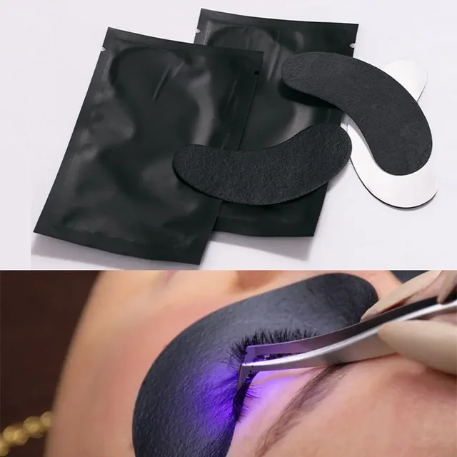 20 Paar isolierte UV-Augenklappe für Wimpernverlängerung, Augengel-Pads, Hydrogel unter den Augen, Papierpolsterung, UV-schwarzer Aufkleber, Make-up-Werkzeuge