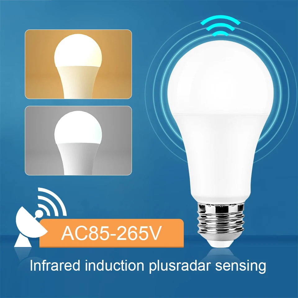 2pc LED Sensor Radar Light Bulb 6W 9W 12W 15W 18W 20W Smart LED Lamp E27 220V Motion Sensor Auto OFF/ON Cold Warm White For Home_voghion.com