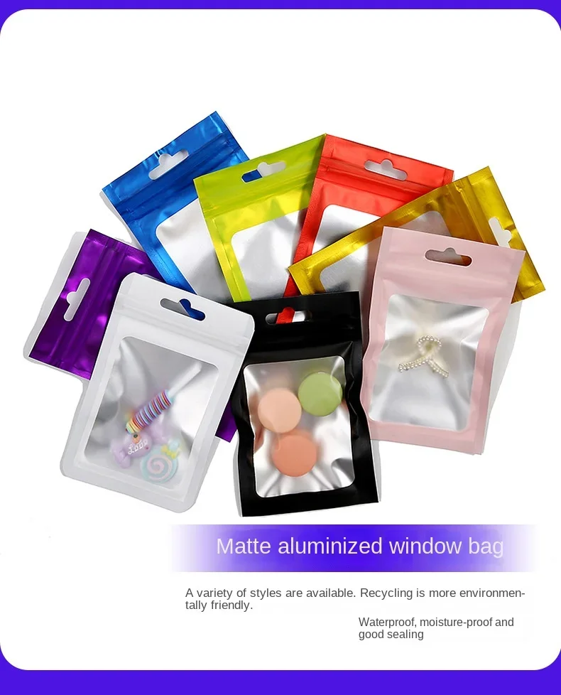 20-50 Stück Matte Zip-Lock Plastiktüten Aluminiumfolie Hologramm Lebensmittelbeutel Kleine Wasserdichte Wiederverschließbare Beutel Geschenkverpackung – Detail 1