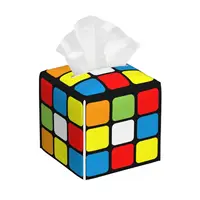 Custom 3x3 Rubiks Cube Pattern Tissue Box Cover PU Leather Square Facial Tissues Holder for Bathroom 1