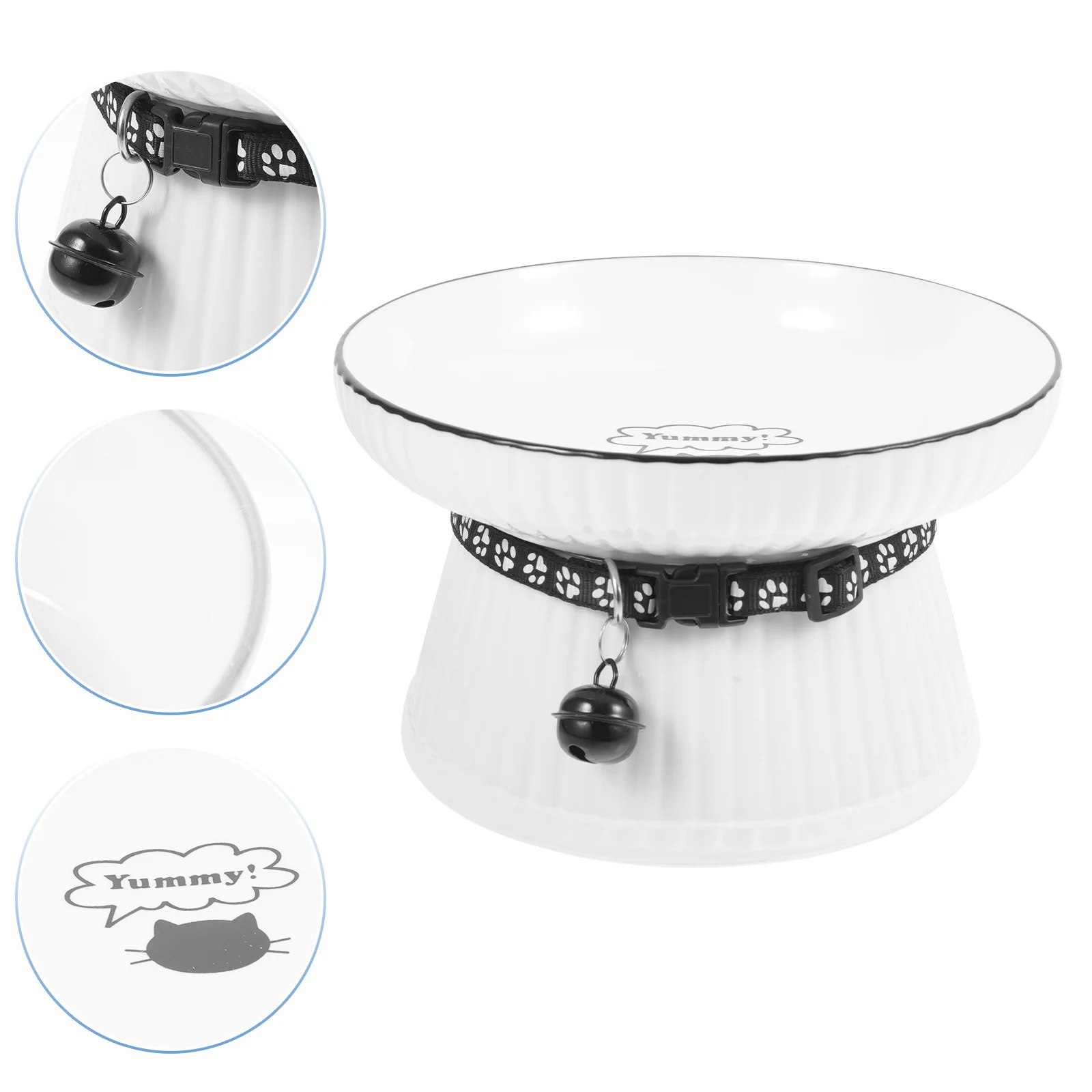 

Cat Food Bowl for Dish Dog Water Cats Raised Neck Protection Elevated Feeder Ceramic