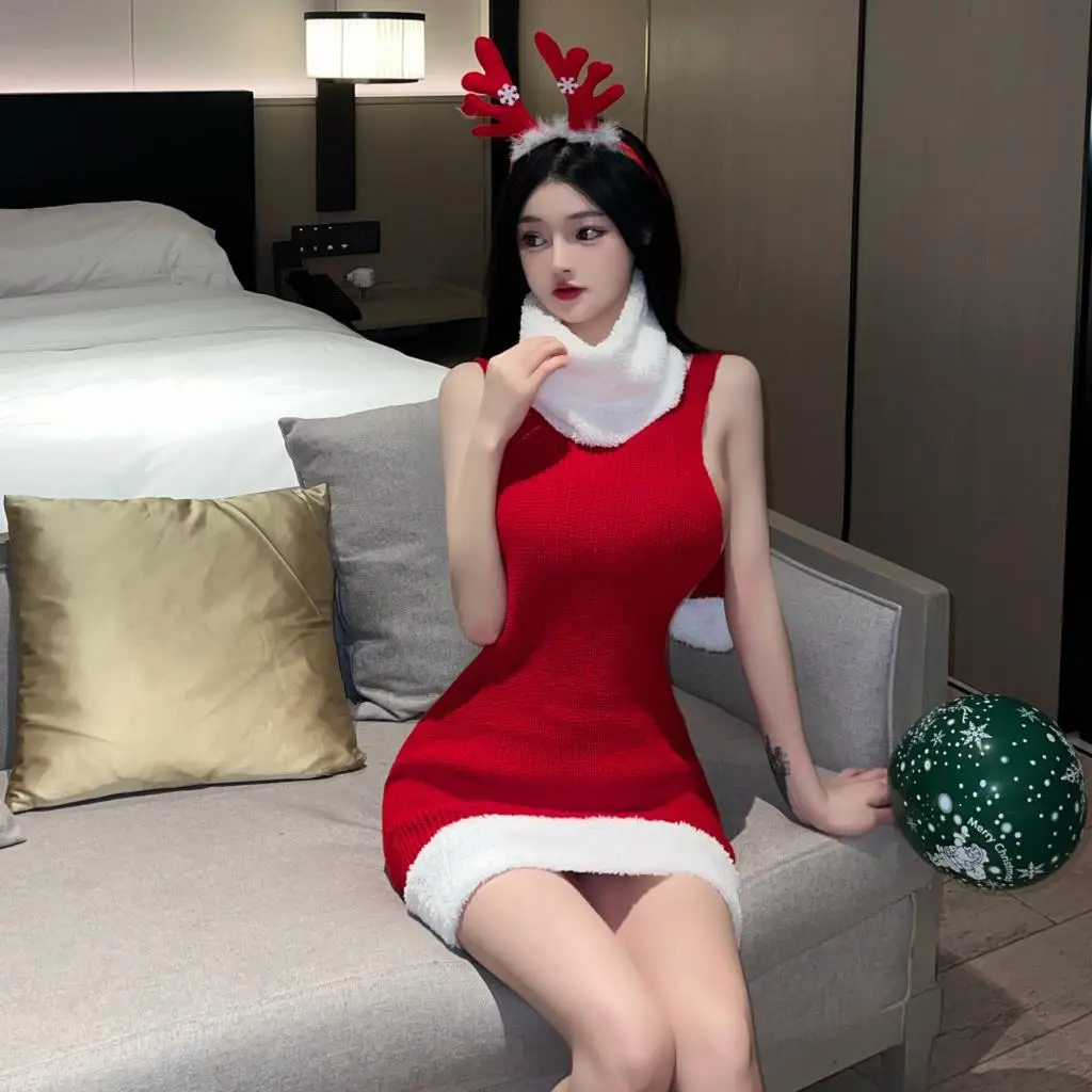 Sexy Christmas Party Mini Dress Autumn Winter Night Dresses Red Bandage Casual Ladies Designer Korean Style Dress Women Clothing