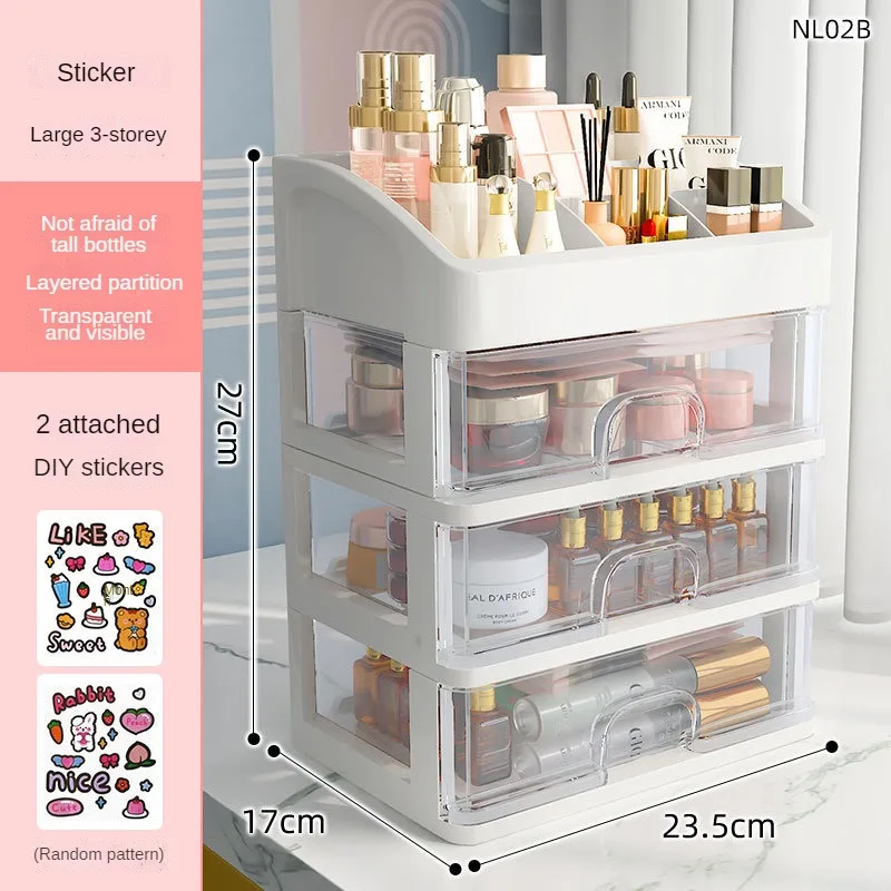 Cheap Desktop Makeup Organizer Drawer Type Cosmetic Storage Box Make Up Case  Brush Holder Lipstick Skincare Makeup Tables