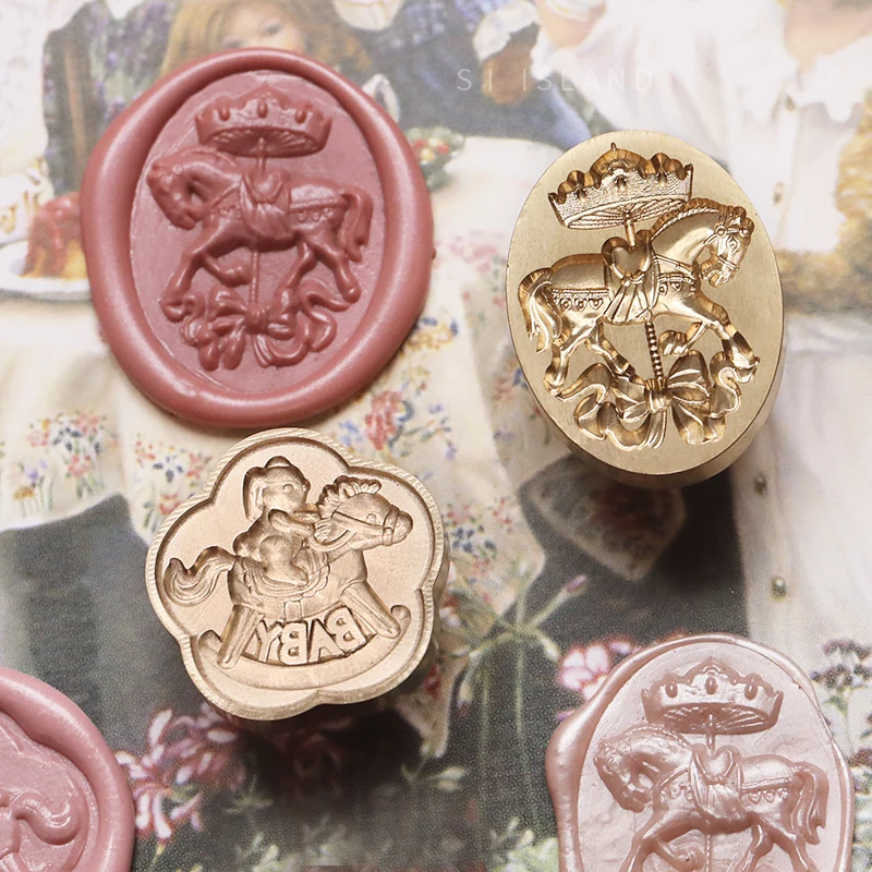 

Carousel Wax Stamp 3D Relief Sealing Wax Stamp Crafts Scrapbooking & Stamping Accessories Envelope Greeting Card Decoration