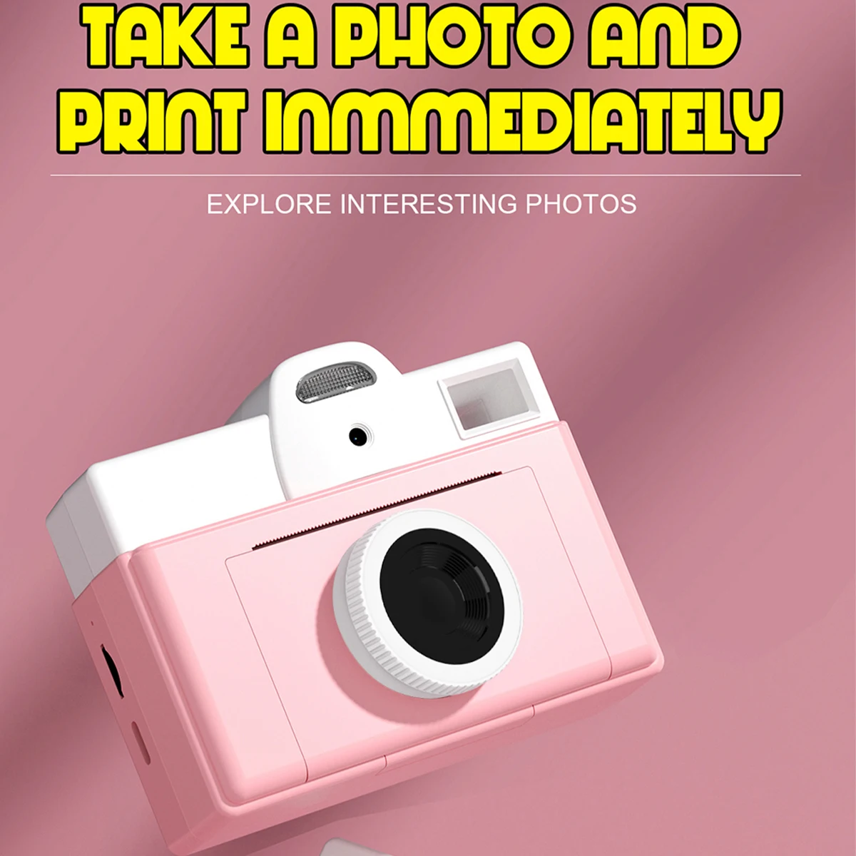 No Screen, Camera Printing Digital Camera with Thermal Photo Print Paper, Portable Travel Cameras Christmas Birthday