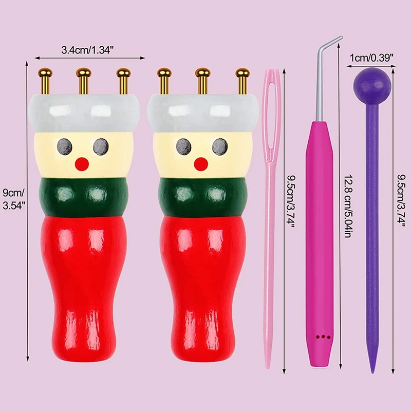 French Knitter Tool 2 Pack Wooden Knitting Dolly Set Spool Knitting Doll Loom Toy for Making Bracelets etc knitting loom