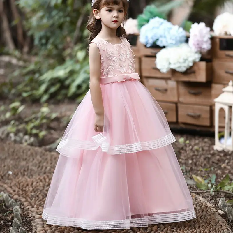 

Girls Dress for Girls 2022 Dress Girl Bow Flower Catwalk Princess Dresses Girl Wedding Birthday Children Dresses Kids Clothes