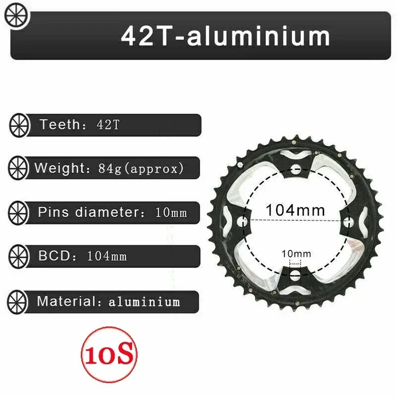 104BCD 64BCD Bike Chainring 22/24/26/32/38/42/44T Bicycle Chainwheel 9/10speed Bike Plate for Double/triple Speed Crankset