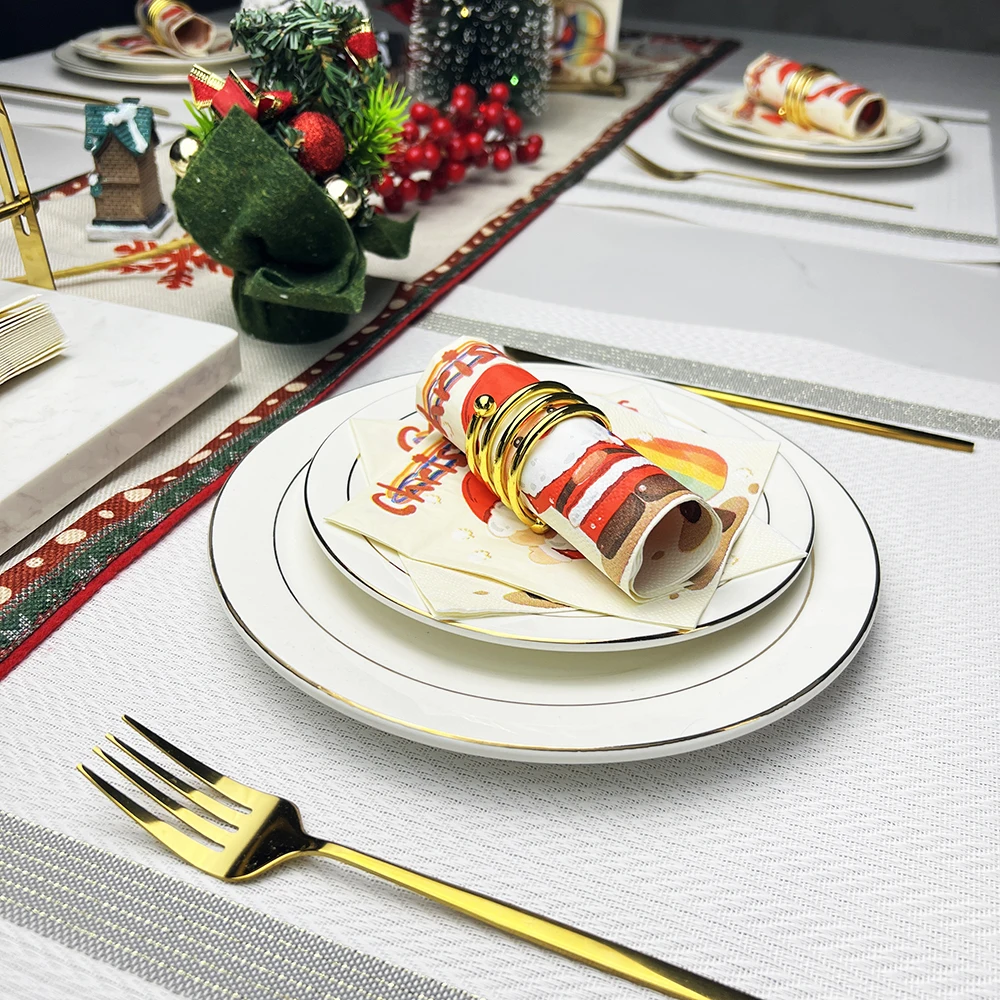 Description Picture 4 of item20pcs/pac Christmas Party Paper Napkins Cartoon Santa Claus Family Party Napkins Disposable Kitchenware Napkins 9 Styles