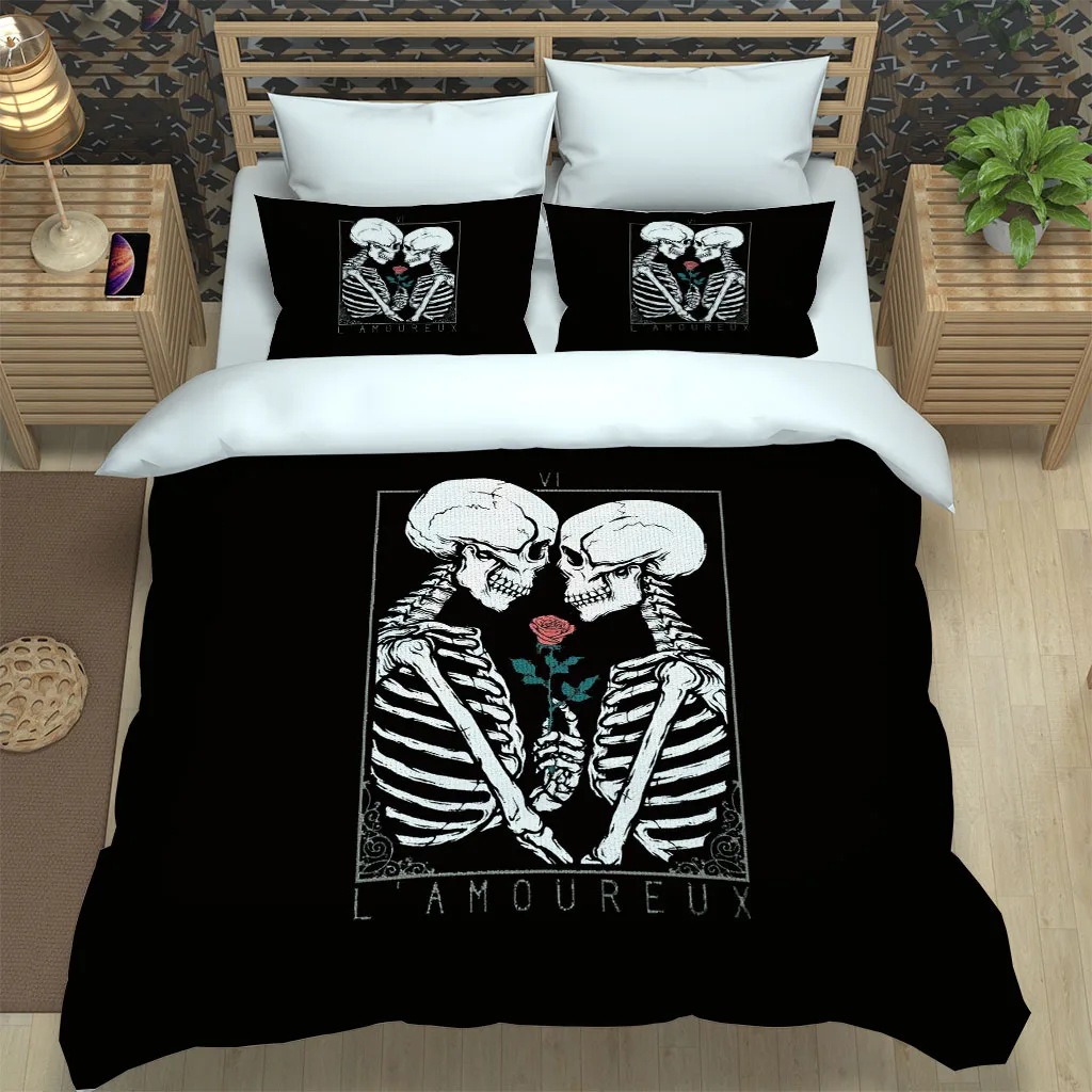 

Skull Skeleton Luxury Gothic Kids Quilt Durex Twin Full King Size 3Pcs Duvet Cover Bedding Linen Set Bedspread 200x200 240x220