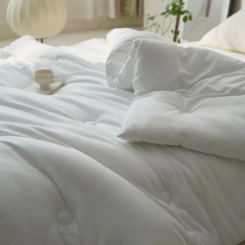Solid Color Lightweight Quilted Cotton Comforters Twin Single Queen King Size Comfortable Soft Breathable All Season Duvet bed comforter