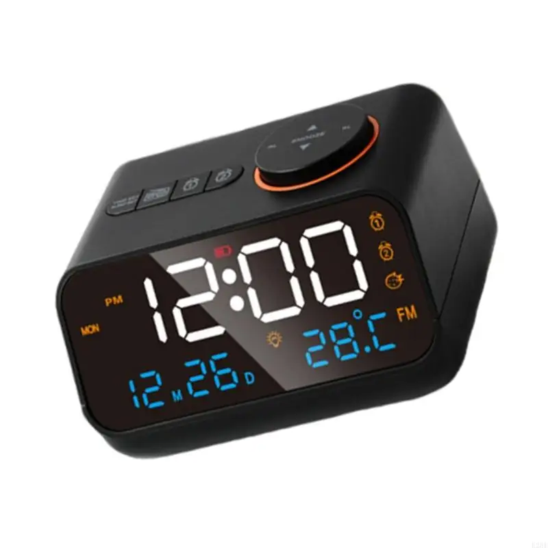 E28F Digital Alarm Clock Bedside Clocks with FM Radio and Voice Control Screen Activation Ringtone Infinitely Setting 4