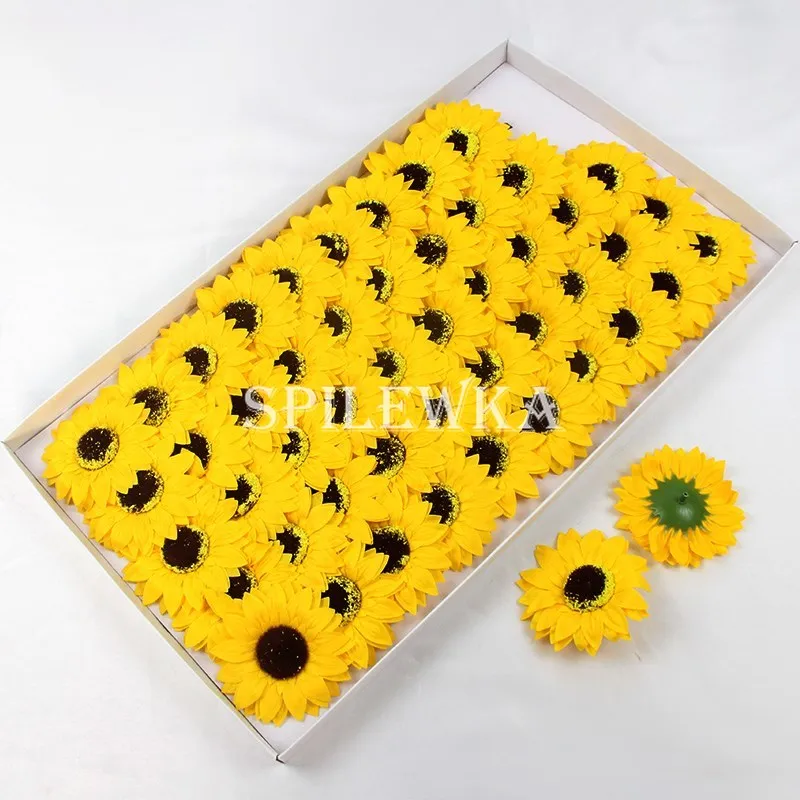 25/50 Stück Sonnenblumen-Seife, künstliche Blumenköpfe, Geschenkbox, Dekor, ewiger DIY-Blumenstrauß für Party, Valentinstag, Muttertagsgeschenk