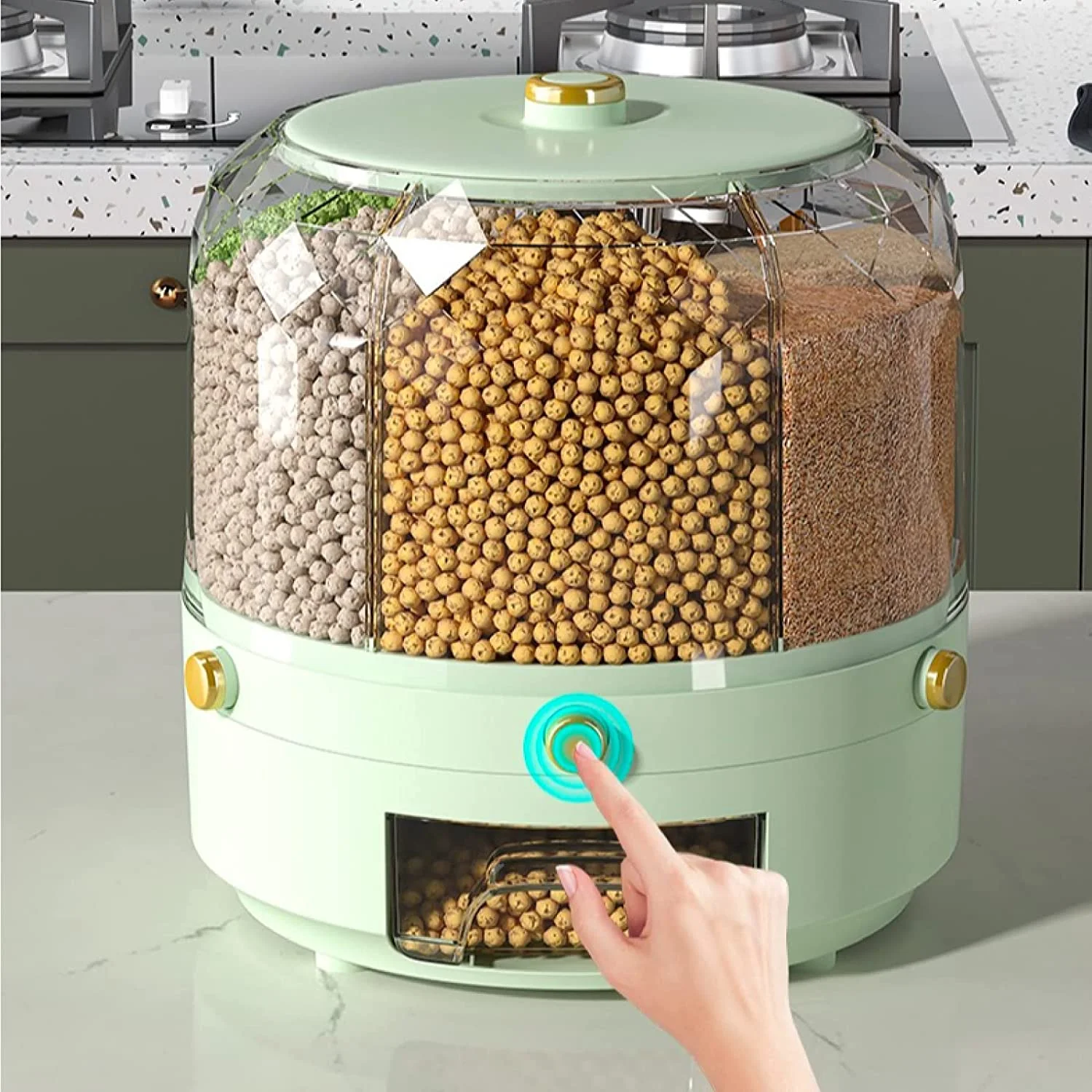 Rice Food Grain Dispenser 6 Grids Rice Grain Storage Container