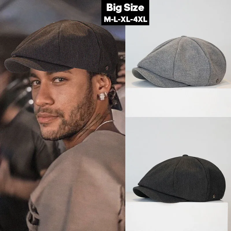 Cotton Newsboy Cap Berets Hat Big Size Cotton Newsboy Caps Men Spring Summer Thin Breathable Beret Women Casual Hat Unisex Sweat Octagonal Hats 63CM