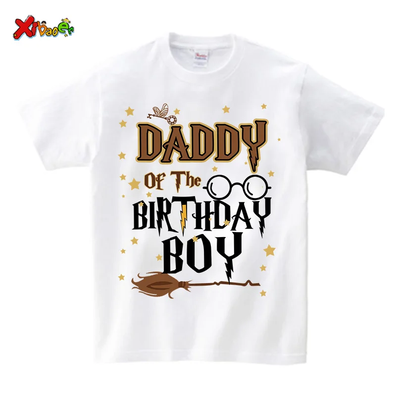 Magic Broom Wizard Birthday Boy Shirt Family Matching Outfits Personalized Name Shirts Kids 9th Birthday Party Children Outfits 5