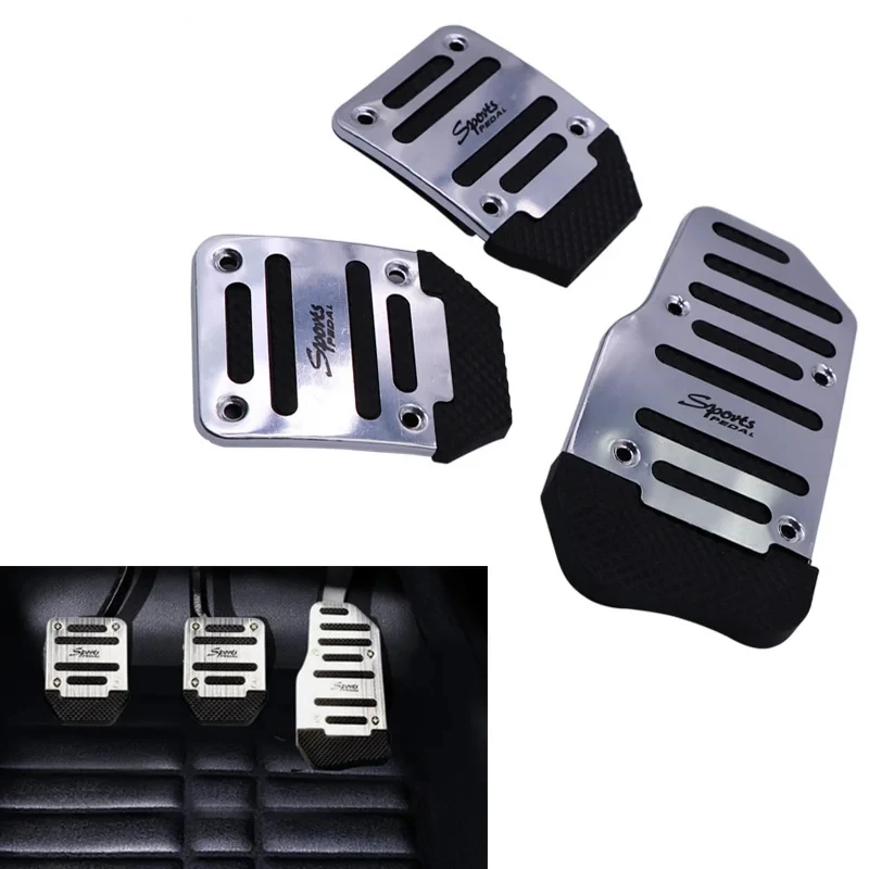 Car Pedals Universal Automobile foot pedal non-slip Aluminum Manual/automatic Throttle brake Cover Set
