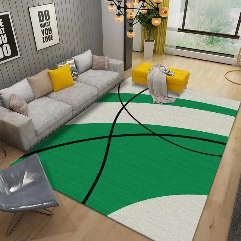 Striped Orange Living Room Carpet Nordic Geometric Room Decor Rug Fluffy Non-slip Bedside Rugs for Bedroom Thickened Flannel Mat 3