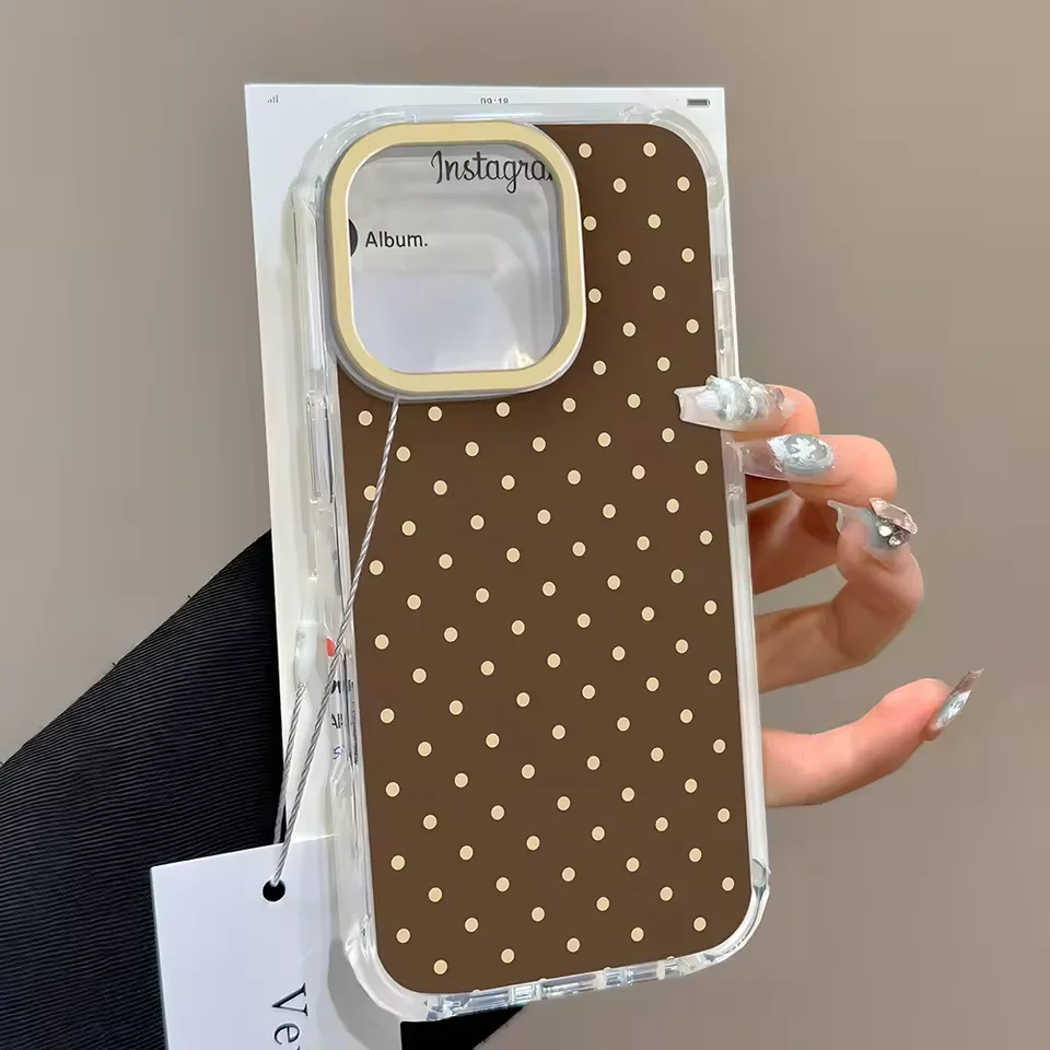Luxury Brown and Red Polka Dots Phone Case - Y2K Soft Cover