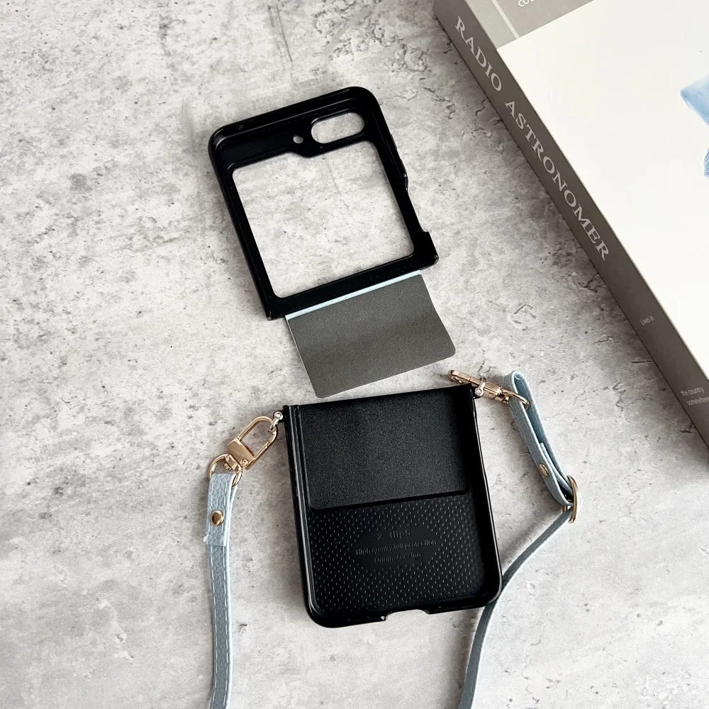 Fashion 3D Grid Pattern PU Leather Crossbody Phone Case with Long Lanyard