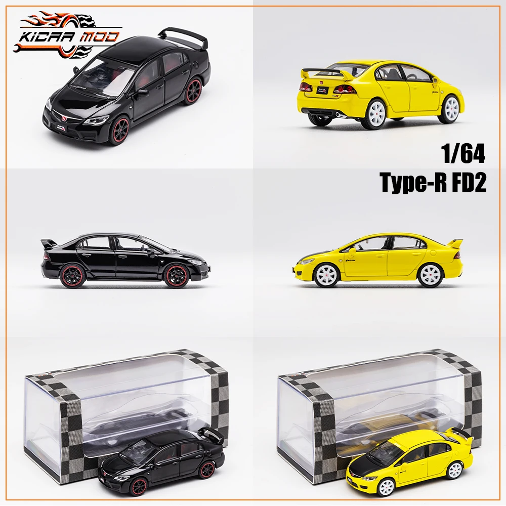 DCT 1/64 Civic Type R FD2 Model Sports Car Vintage Cars JDM Vehicle Diecast Car Collection Toy Station Vehicle 