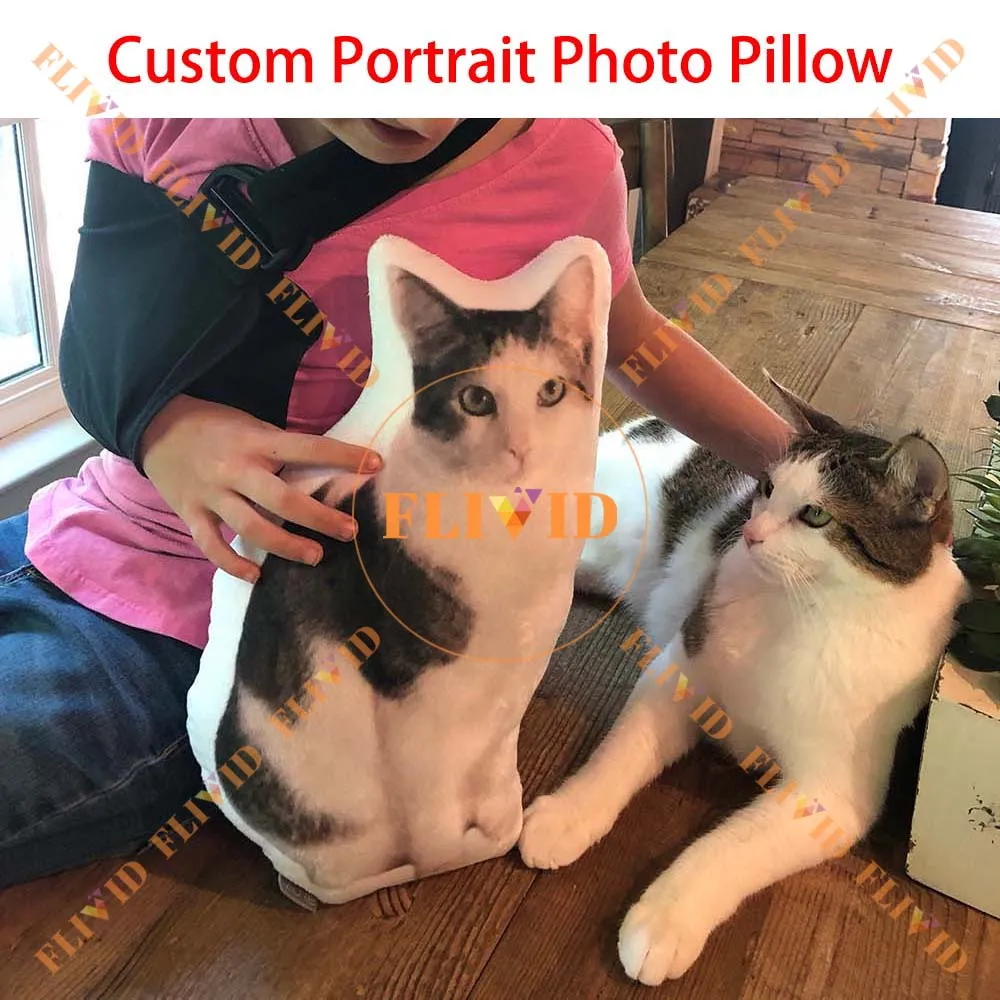 Personalized 3D Couple Lovers Portrait Family Photo Pillow,Customized Brother Sister Pillow,Custom Cat Shaped Pillows,Funny Gift 6