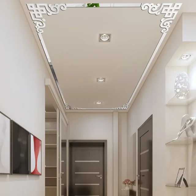 4Pcs 3D acrilico specchio adesivi angolari geometria oro camera moderna bagno Decor bordo striscia linea d'angolo decorazione della parete forniture 5
