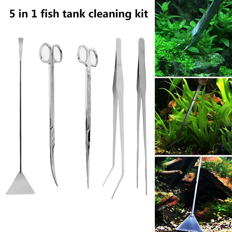 

Aquatic Plants Tools Aquarium Scissor Tweezers Spatula Tool Set Stainless Steel Cleaning Tools Set For Aquarium Maintenance