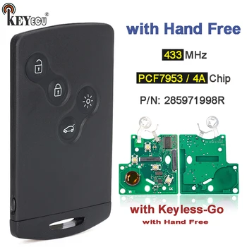 Keyforkess 433MHz ID46 PCF7953 4A Chip Keyless-Go con la Mano Libera Smart Card Chiave A Distanza Fob per Renault Captur Clio 4 Lutecia Simbolo