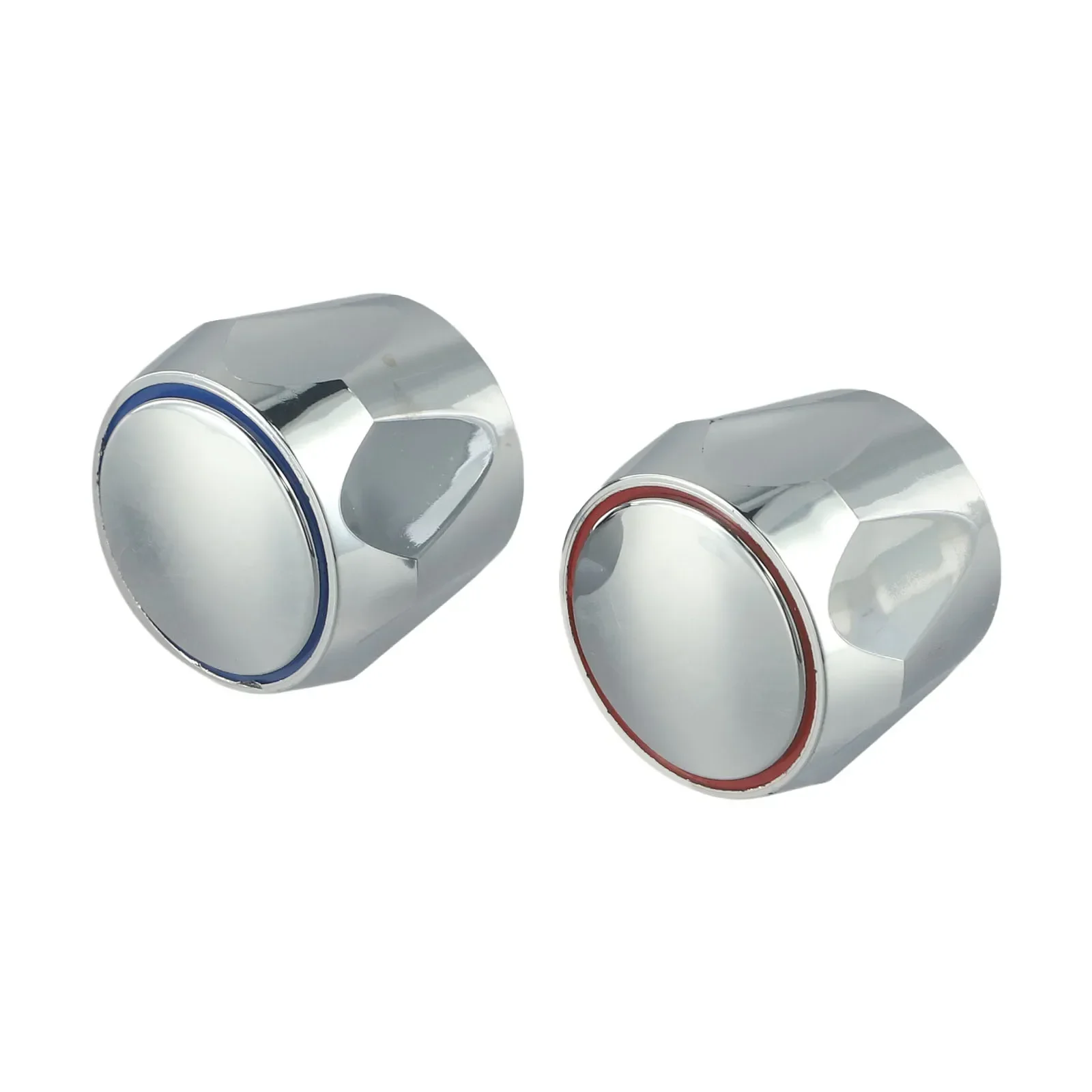 2pcs Hot Cold Tap Top Head Faucet Cover Chrome Plated Replacement Set Kitchen Bathroom Faucet Handle Home Improvement Parts