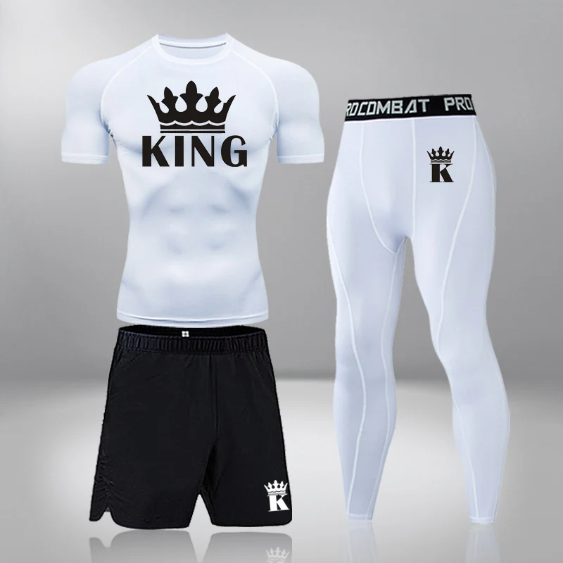 

Tracksuit Men Sports Suit Gym Fitness Compression Clothes Running Jogging Sportwear Exercise Workout Rashguard Tights 3pcs / Set