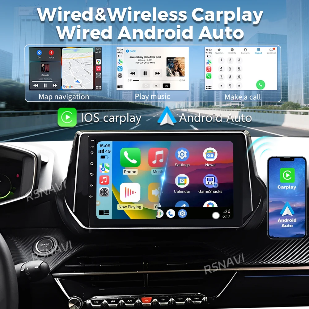 Autoradio Android 16 con Carplay per Peugeot 2008 208 2019 2020 2021 2022, Navigazione GPS, Lettore Multimediale, Stereo WIFI+4G DVD - Image 4