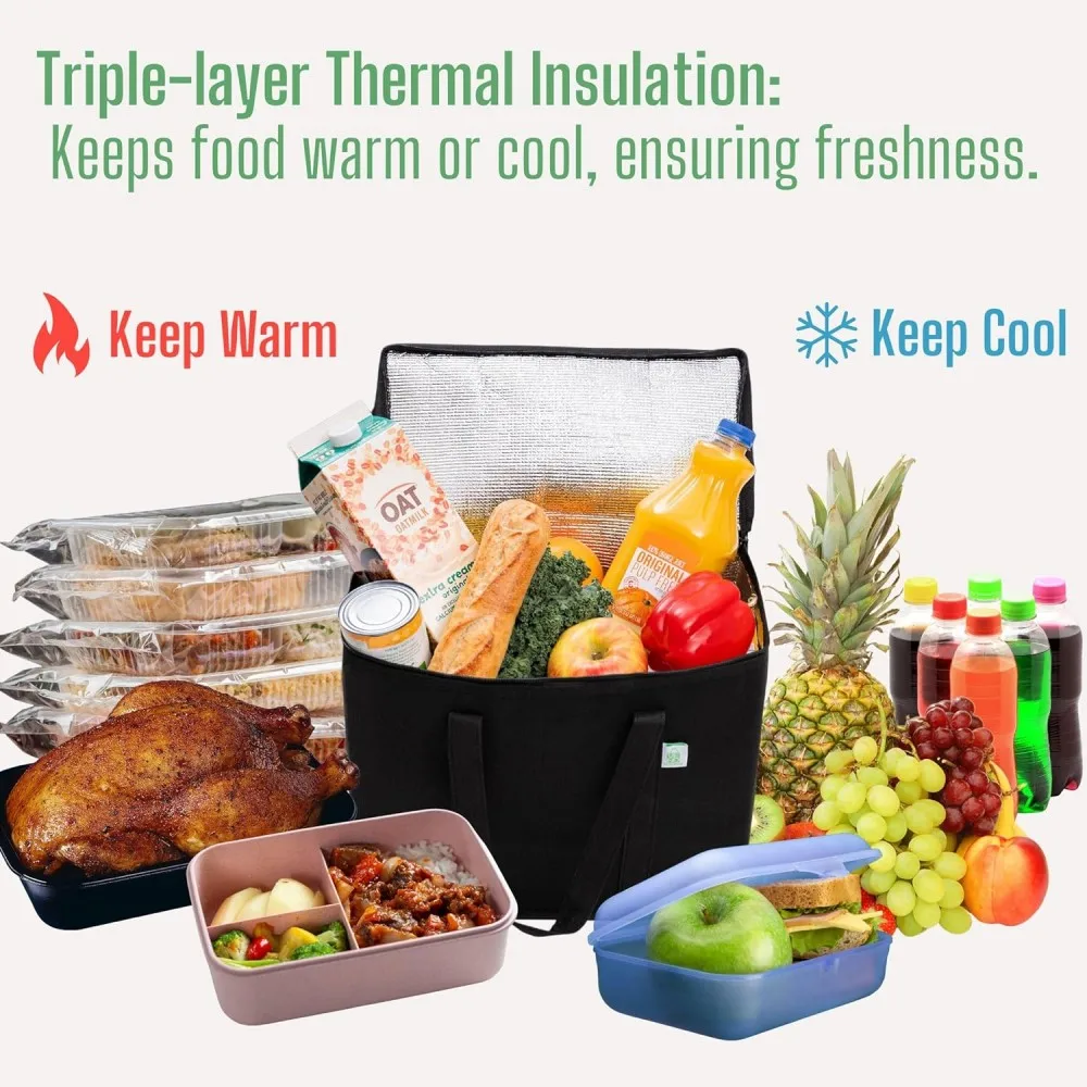 Cooler Bag Insulated Grocery Bags for Food Delivery Foldable Cooler Reusable Shopping Bags Collapsible Tote for Camping