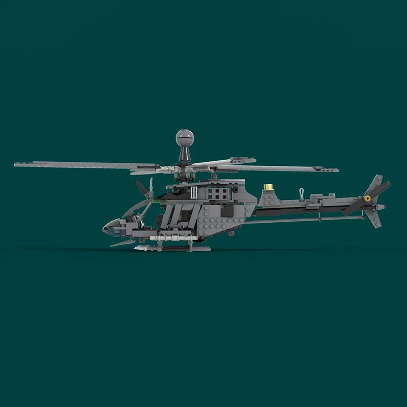 

588PCS WW2 Military MOC OH-58D Kiowa Warrior helicopter ModelDIY creative ideas high-tech Children Toy Gift Fighter Plane Blocks