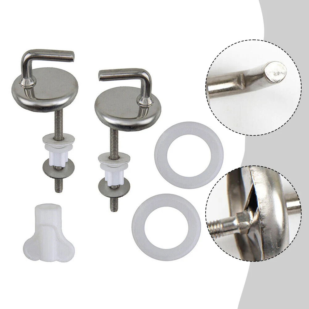 

2Pcs Toilet For Seat Hinge No Noise Stainless Steel Repair Wear Resistant Home Easy Install Toilet Seat Hinge With Mounting