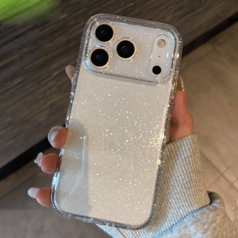 Advanced Minimalist Transparent Glitter Phone Case - Y2K Cover