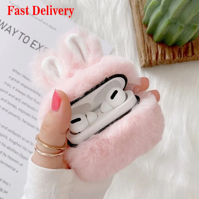 Custodia Per Auricolari Simpatico Coniglio Soffice Per Apple Airpods 1 2 Pro Cover Fashion Lovely Headphones Custodie In Pelliccia Per Airpods 3 Scato